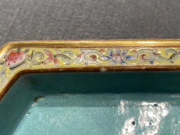 A pair of Chinese famille rose jardini&egrave;res on stands, Qianlong mark, Jiaqing